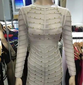 Cultiseed Moterų Naujausias Aukštos Kokybės Elegantiškas Tvarstis Suknelė Moterų Tinklinio Su Užkarpomis Ilgomis Rankovėmis Suknelės, Šaliai