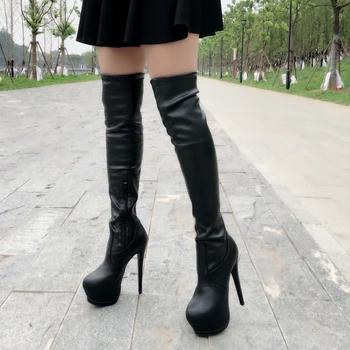 2020 metų naujų per kelius siekiantys batai moterims, suapvalinti tne aukštakulniais ruožas batai super sexy aukštakulniai platformos moterų batai