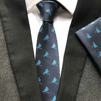 Vyrai Prabangus Šilko Necktie Stilingas Mėlynos Gyvūnų Išsiuvinėti Ryšius su Kišenėje Aikštėje