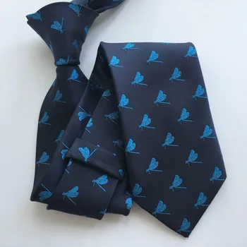 Vyrai Prabangus Šilko Necktie Stilingas Mėlynos Gyvūnų Išsiuvinėti Ryšius su Kišenėje Aikštėje