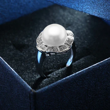 FEIGE Didmeninė Prabangių Perlų Piršto Žiedas 925 Sterlingas Sidabro Žiedai Smulkūs Papuošalai 10-11MM Baltos spalvos Gėlavandenių Perlų Papuošalai Moterims