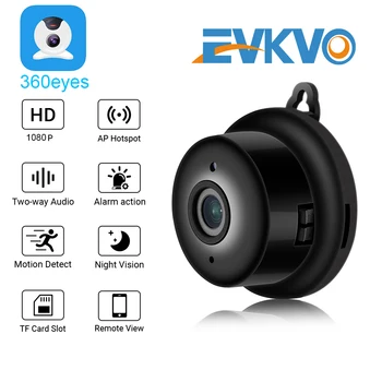 EVKVO WIFI Mini Kamera 1080P P2P Wireless Baby Monitor Mini Cam Infraraudonųjų spindulių Naktinis Matymas, Judesio Aptikimas SD Kortelės Lizdas Garso APP
