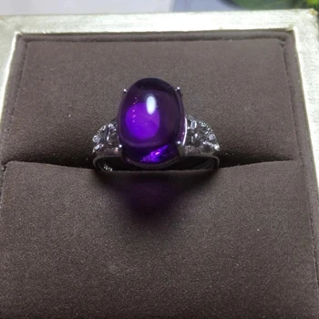 Natūralus Ametistas reguliuojamas žiedas 925 sidabro 9X6mm meilės Dovana akmens žiedas AAAA crystal healing akmens žema kaina