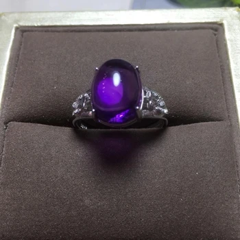 Natūralus Ametistas reguliuojamas žiedas 925 sidabro 9X6mm meilės Dovana akmens žiedas AAAA crystal healing akmens žema kaina