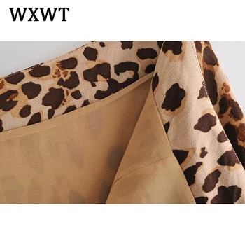 WXWT Mados Moterų prancūzijos Derliaus Seksualus Leopardas Spausdinti Sijonas 2021 Naujus moteriškus Raišteliu Hem Raukšlių Nėriniai-up Sijonai OM7081