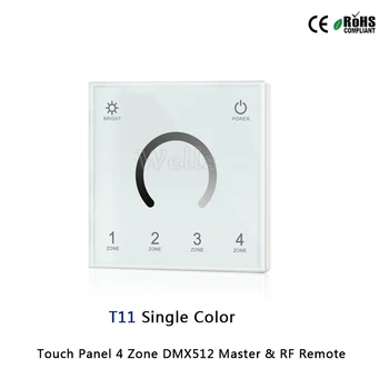 T11/T12/T13/T14 Touch Panel 4 Zona RGB DMX512 Meistras & RF Nuotolinio valdymo už vieną spalva/spalvos temperatūra/RGB/RGBW led juostos