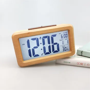 Žadintuvai Smart Jutiklis Šviesos Temperatūra Naktį Šviesos, Skaitmeninis Mediniai Atidėti Laikrodis Kambarį Namo Apdaila