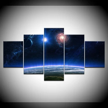 5 Kolektorių Modulinės Drobės Žvaigždžių Žemė Iš Kosmoso Peržiūrėti Tapybos Ant Drobės Sienos Paveiksl Namų Puošybai Aliejaus Tapybai Įrėminti