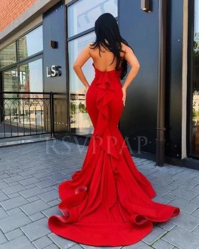 Ilga Raudona Undinėlės Vakaro Suknelės 2020 M Sexy Backless Arabų Dubajaus Moterų Grindų Ilgis Oficialų Vakare Chalatai