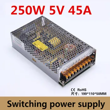 (S-250-5) 250W impulsinis maitinimo šaltinis 5V 45A LED maitinimo šaltinis SMPS AC90-240V/5V moduliai/Transformatorius Led Juostelės & Led lentos