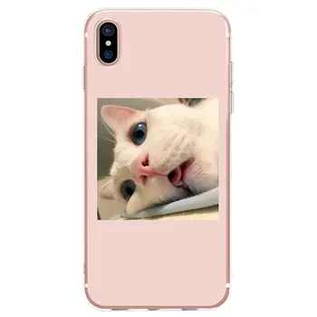 Mielas Rožinis Funny Cat Meno Telefono dėklas Skirtas iPhone 12 11 Pro X XR XS Max SE2020 7 8 6 6s Plius 5s 12mini Silikono TPU Minkštas Galinį Dangtelį