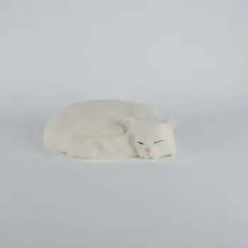 Mielas modeliavimas balta katė žaislas polietileno & kailiai, miega katė modelis dovana 27x6x20cm 0892