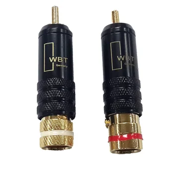 1pc Aukso Spalvos Vario RCA Plug Patvarus RCA Jungtis Užraktas Garso ir Vaizdo WBT Plug 53mm*13mm Varžtai Litavimo