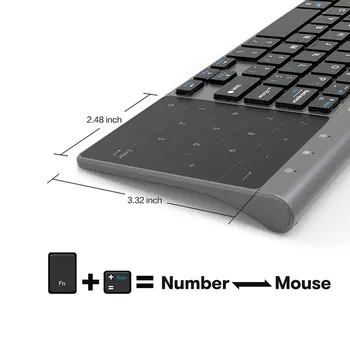 Plonas 2.4 GHz USB Wireless Mini Klaviatūra su Skaičių Touchpad Skaičių Klaviatūra Tablet Darbalaukio Nešiojamas KOMPIUTERIS