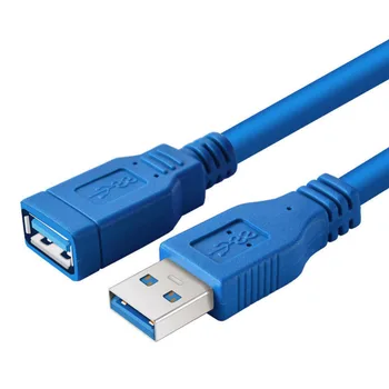 USB 3.0 Male Plug Moterų Lizdas, 1.5 m ir 3m Super Greitai ilgiklis Laido Mėlyna Plastikas + Metalas + Vario FS