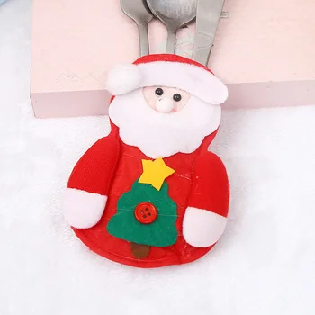 Kalėdų Dekoratyvinis Mažai Sniego Peilis ir Šakutė Maišelį Namų Stalo įrankiai Rinkinys, Santa Claus Peilis ir Šakutė Rinkinys