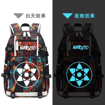 Naujas Uzumaki Naruto kuprinę Spausdinimo nešiojamojo kompiuterio krepšys Vyrai, kelioniniai krepšiai, USB šviesos Oksfordo Kuprinė