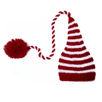 Ilgos Uodegos Kalėdų Skrybėlę Naujagimiui mezgimo Rekvizitai Juostele Nėrimo Baby Hats Rekvizitai Fotografijos