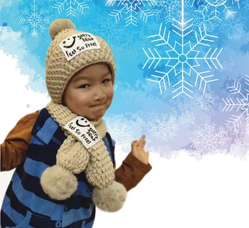 Wasoyoli Kūdikio kepurė Ir Šalikas Nustatyti nuo 1 iki 4 metų Megzti Spalvingus Šiltas, Mielas Kepurė Šalikas Žiemos Kūdikio Šypsena Solid Color Kids Beannies