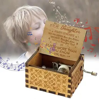 Rankų darbo klasikinė muzika box vertus-cranked medinė muzikinė dėžutė F0A7