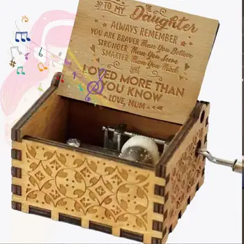 Rankų darbo klasikinė muzika box vertus-cranked medinė muzikinė dėžutė F0A7