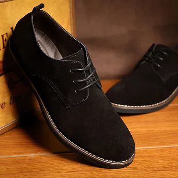 Karšta!Naujas PU Verstos Odos Zomšiniai batai Juodos Rudos spalvos Minkštas Oksfordo Bateliai Vyrams Batai 2019 Laisvalaikio Vyrų Oficialų Batai Plius Dydis 38-48