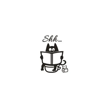 Cute Kačių Shh Tualetas Nuimamas Art Vinyl Jam Prilygintą Išsilavinimą Sienų Lipdukai Vandeniui Tualetas Lipdukai Vonios Kambarį, Namų Dekoro